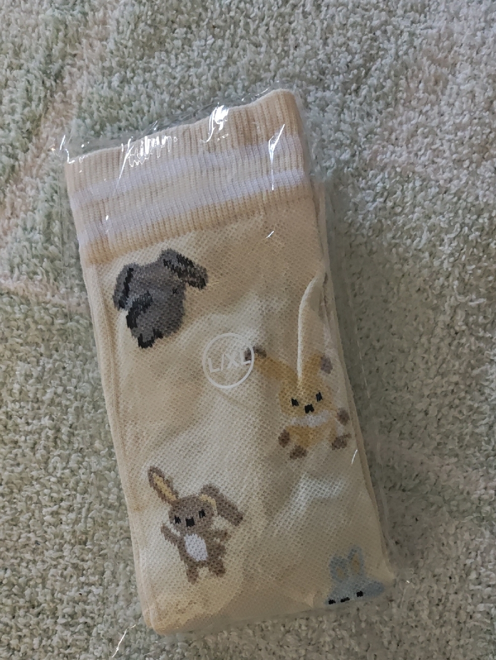 Cream Bunny Compression Socks